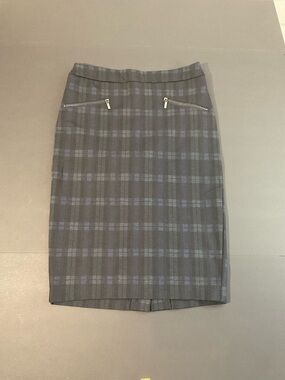 Carolina Belle Plaid Pencil Skirt with Zip Details Navy - Size 4